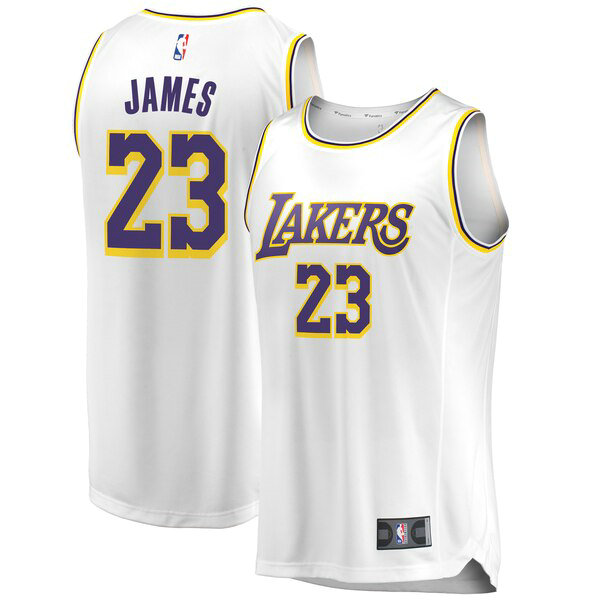 Maillot nba Los Angeles Lakers Association Edition Homme LeBron James 23 Blanc